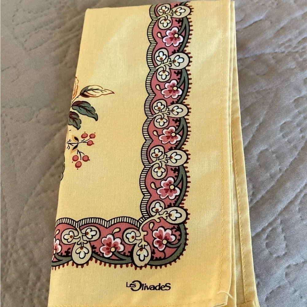 2 Vintage Les Olivades Napkins Provencal French Country Yellow Fruit Floral